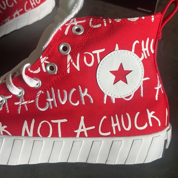 NEW MENS UNT1TL3D "Not a Chuck - Red" CONVERSE SNEAKERS HIGH TOPS Size 10 - Picture 9 of 10